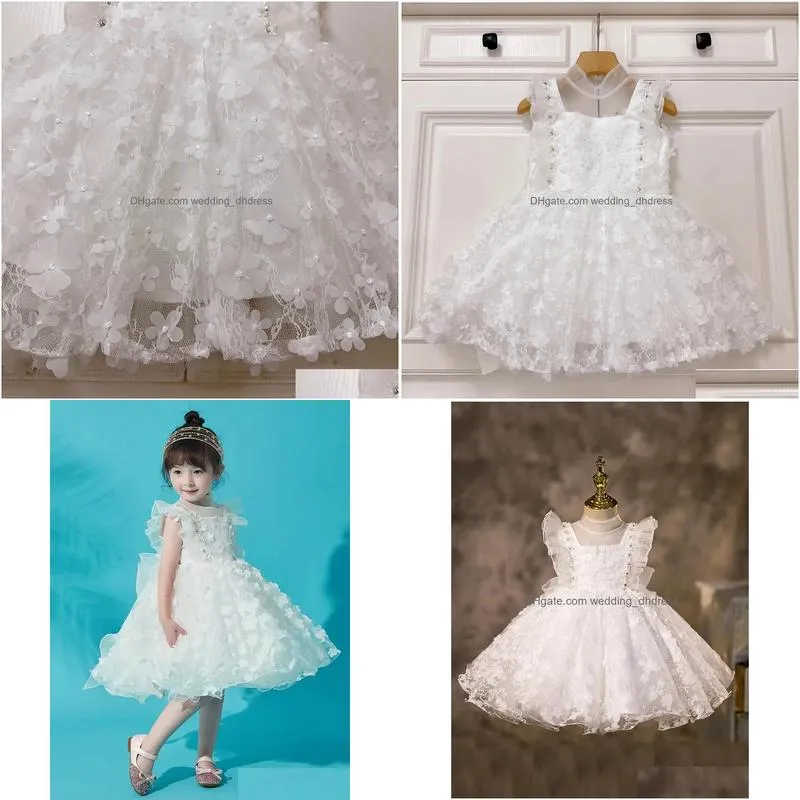 kids girls dresses summer white wedding dresses fashion children girl party princess dress flowers clothing