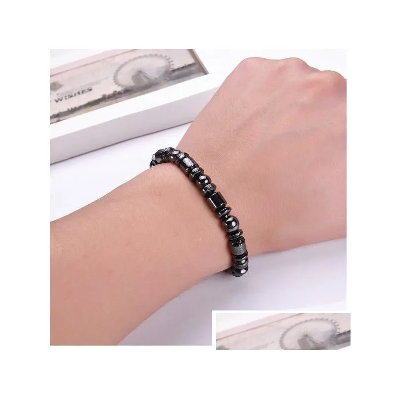 men biomagnetic multi-shaped natural stone black stone magnetic therapy bracelet magnetic health hand bracelet