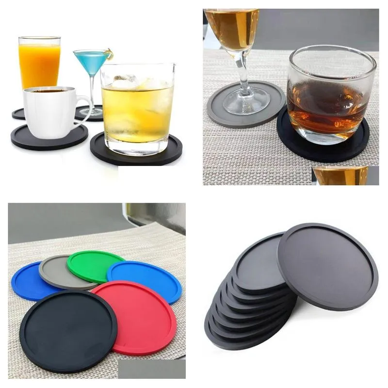 5 colors silicone round coaster coffee cup holder waterproof heat resistant cup mat thicken coffee coaster cushion placemat pad