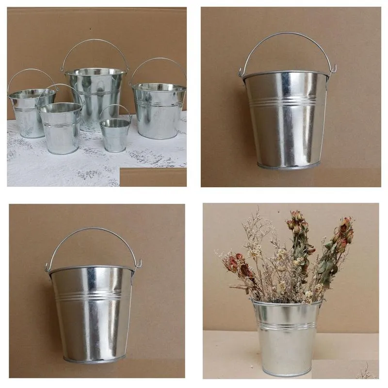 d7.5xh7.5cm metal cup planter tin box iron pots silvery wedding succulent pot mini bucket