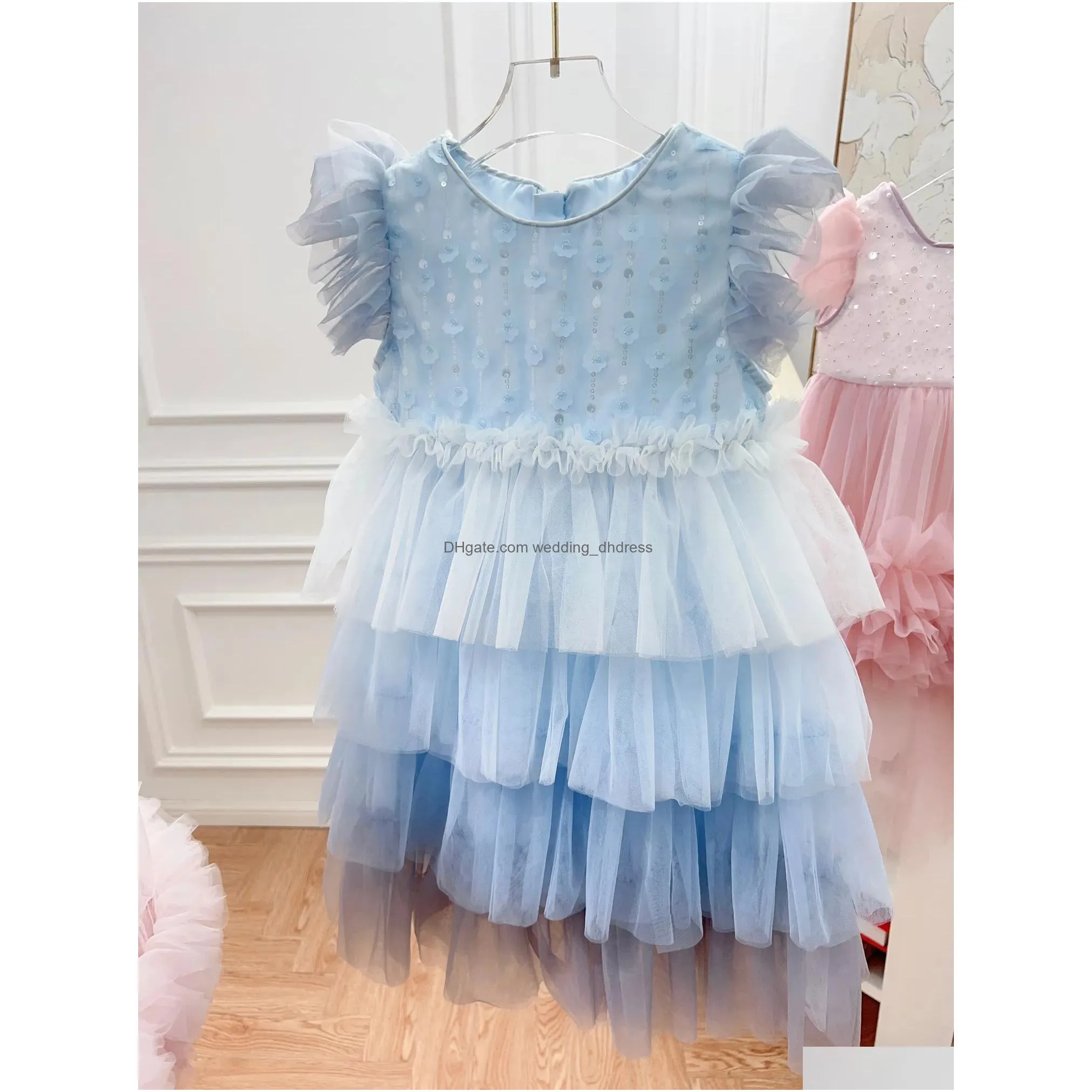 customized kids girls princess dress childrens girls dresses fashion summer petal wedding cothes