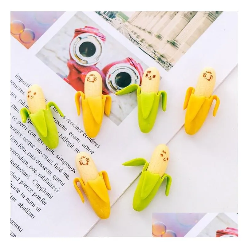 wholesale cute banana style eraster mini novelty korean creative stationery 2pcs/pack school supplies for student gift