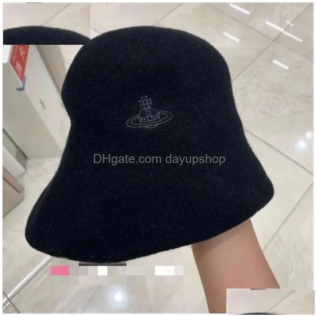 Designer Viviene Westwood Hat Caps Fishermans Autumn And Winter Embroidered Wool Water Bucket Drop Delivery Dhpic