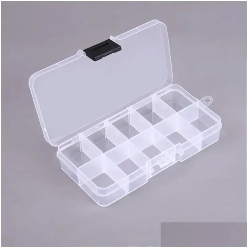 10 grids jewelry storage box plastic transparent display case organizer holder for beads ring earrings jewelry by sea