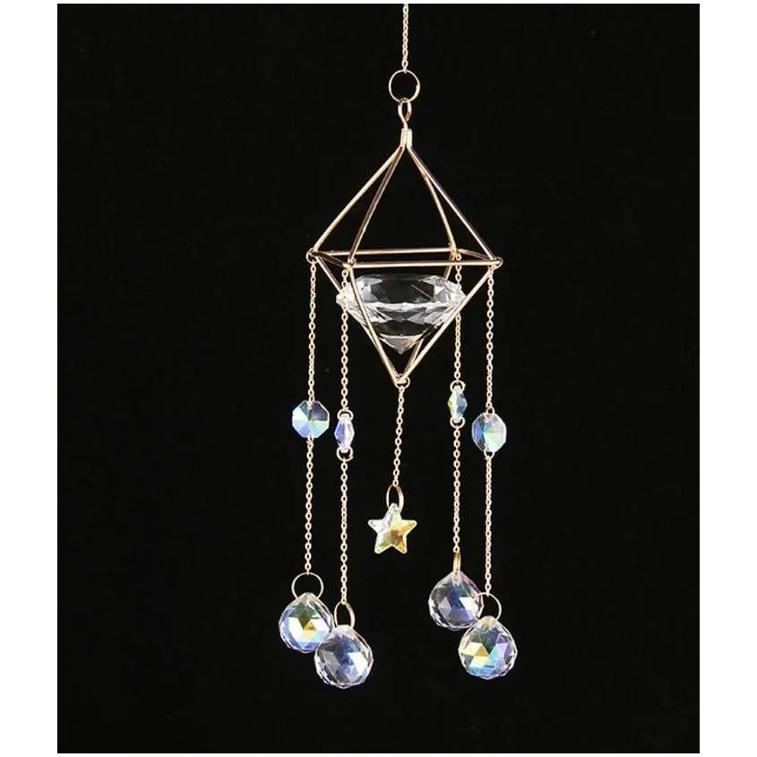 chandelier wind chimes garden decoration crystal prisms hanging sun catcher pendant patio windown indoor outdoor decor gifts
