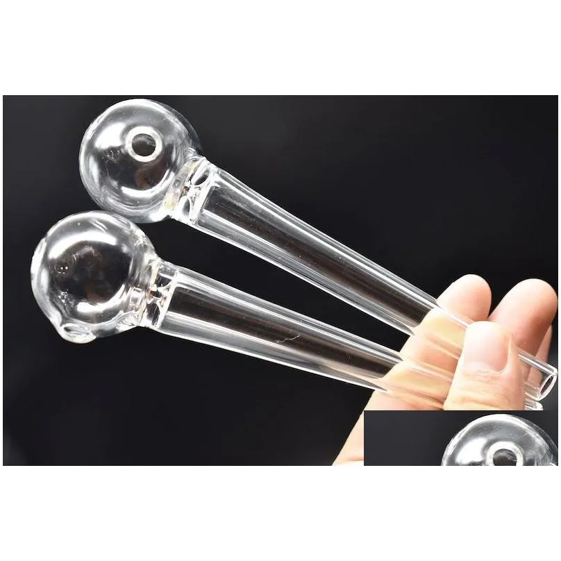  est high quality pyrex glass oil burner pipe clear tube oil pipe thick glass smoking hand tobacco dry herb cigarette pipe
