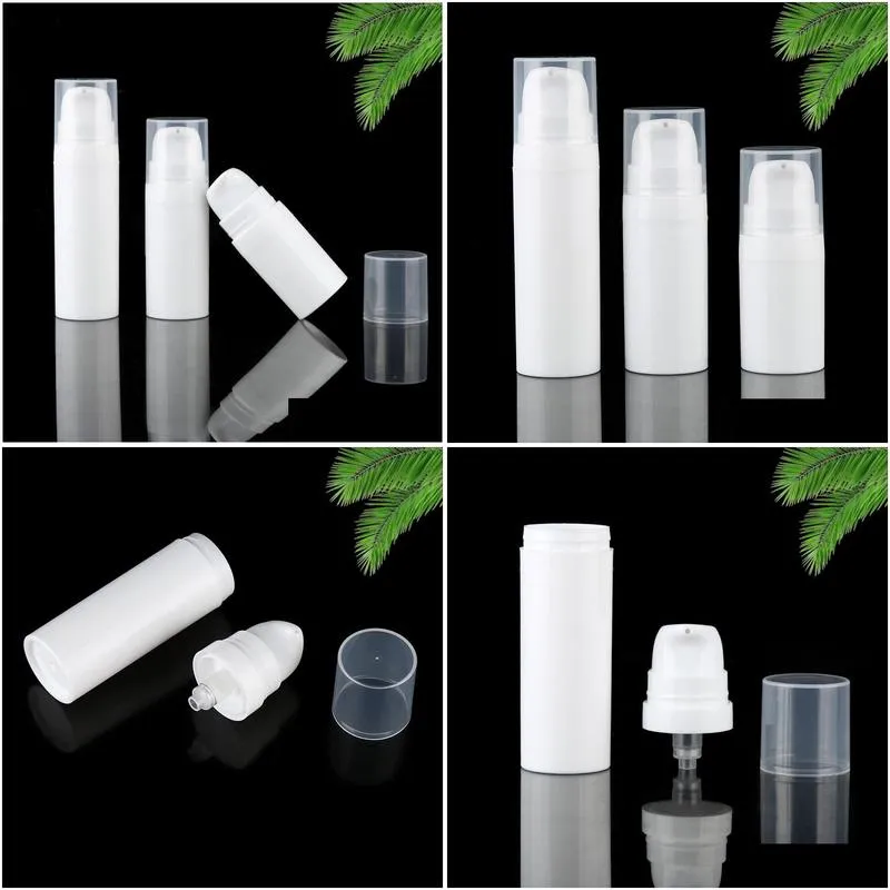 wholesale 5ml 10ml white airless bottle lotion pump mini sample and test bottles vacuum container cosmetic packaging