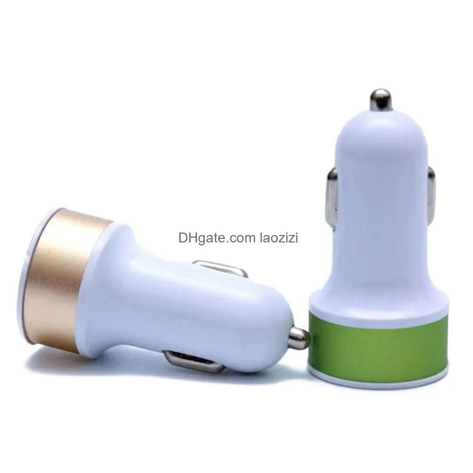 dual usb ports 2.1a metal car  colorful micro usb car plug usb adapter