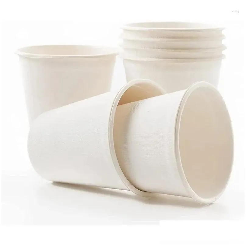 disposable cups straws paper for and cold drink (pack of 100 12oz) - soft durable coffee tea cup great office parties