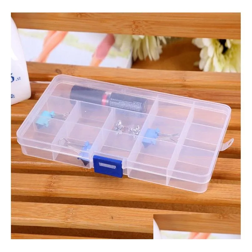15 grids transparent adjustable slots bead organizer box storage boxes for jewelry earrings toys container
