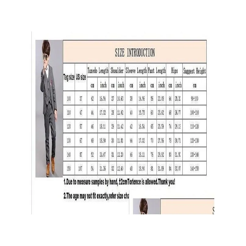 Boy`S Formal Wear Black Pattern Boys Formal Wear Dinner Little Groomsmen Kids For Wedding Party Prom Suit Jacket Vest Drop Delivery We Dhhyx