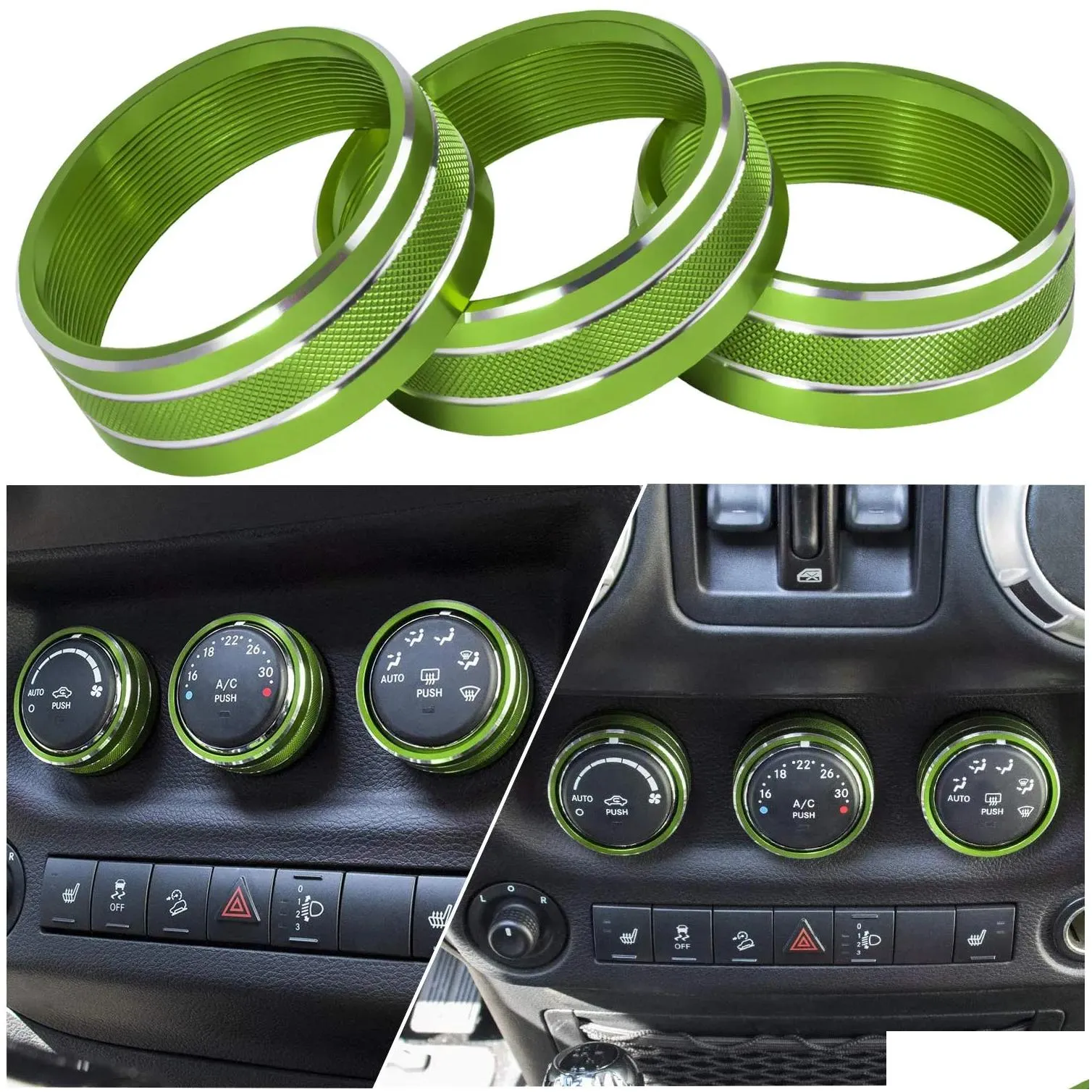 audio air conditioning button cover decoration twist switch ring trim interior accessories for jeep wrangler jk 2011-2018/10-17