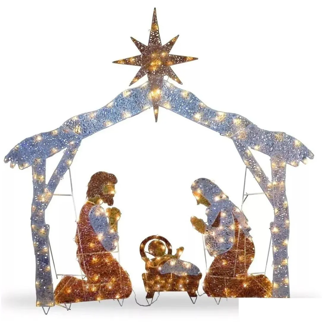 christmas decorations tinsel nativity scene warm white yard plane painting for easter christmas outdoor yard garden home decorations event decoration