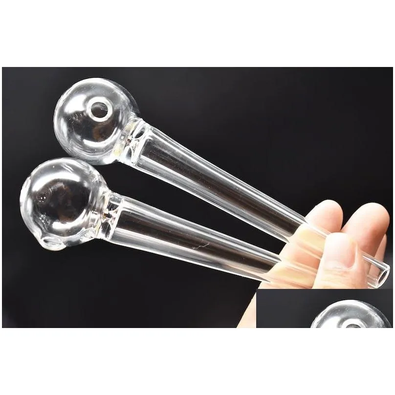  est high quality pyrex glass oil burner pipe clear tube oil pipe thick glass smoking hand tobacco dry herb cigarette pipe