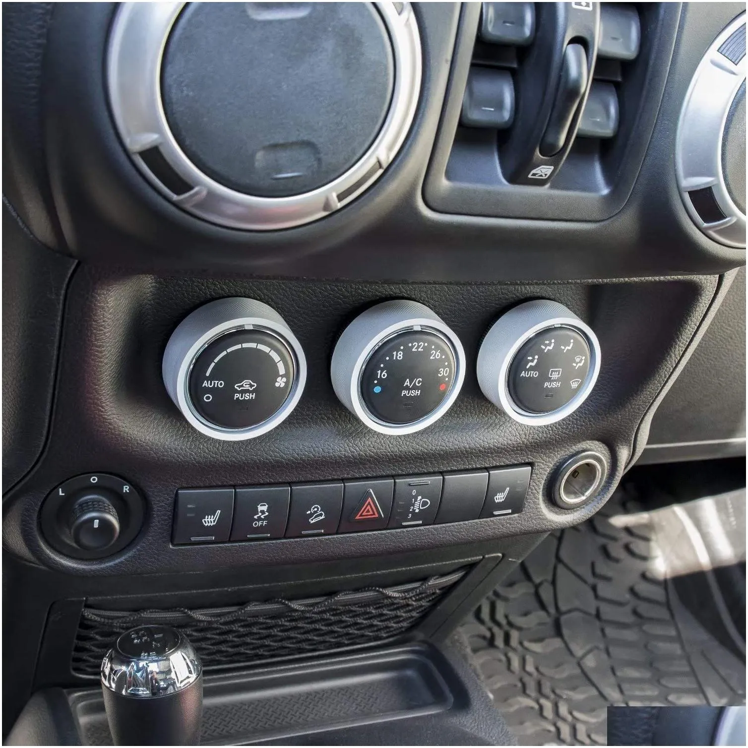 audio air conditioning button cover decoration twist switch ring trim interior accessories for jeep wrangler jk 2011-2018/10-17