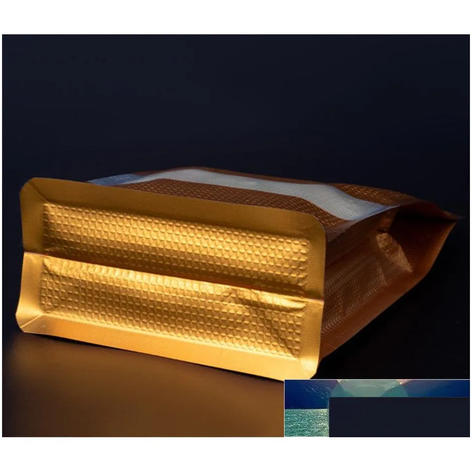 wholesale 50pcs gold aluminum foil window resealable bag embossed cereals biscuit sugar corn fruits nuts snack gifts packaging pouches factory price expert design