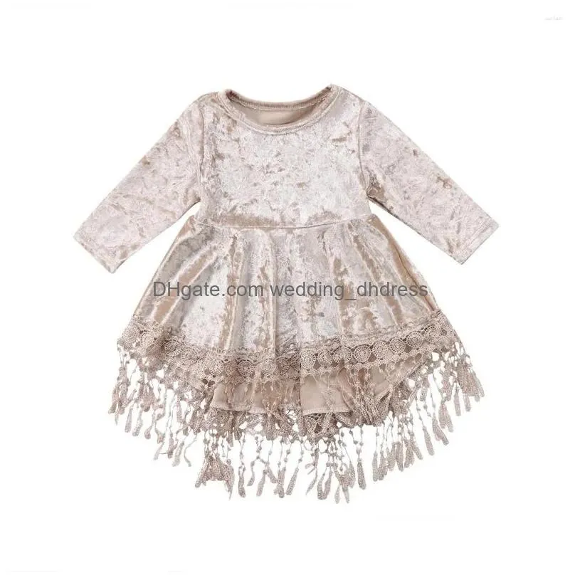 girl dresses baby velvet tassel princess dress 6m-5y toddler kids children spring fall casual long sleeve party pageant