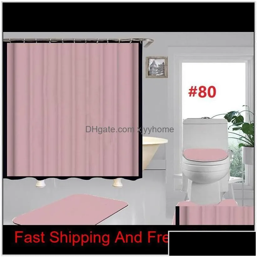 Shower Curtains Tide Letters Toilet Seat Ers Bath Shower Curtains Set Non Slip Mats Fashion Bathroom Accessories Home Decor Drop Deliv Dh3Yq