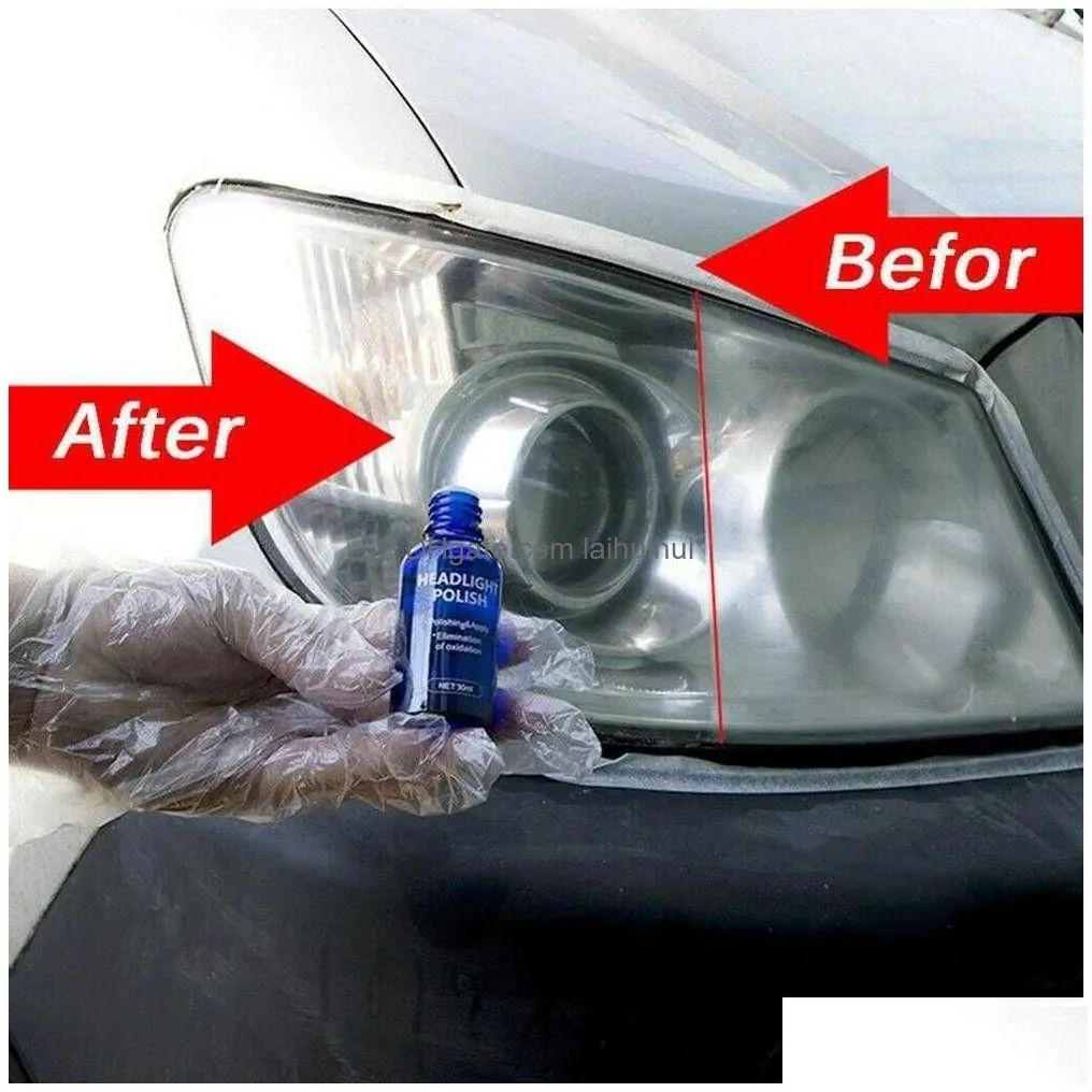 windshield wipers rush sale9h 10ml 30ml car hardness headlight lens restorer repair liquid polish cleaner set environmentally friend