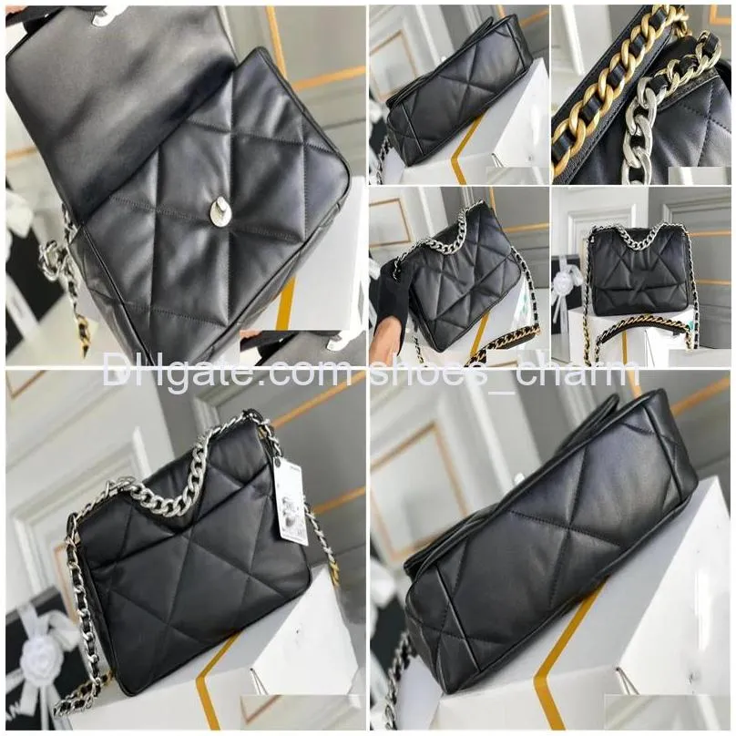 10a tote bag mirror quality 19 flap designer bag small 26cm real leather quilted flap caramel purse luxury womens crossbody shoulder gold strap box chian bag