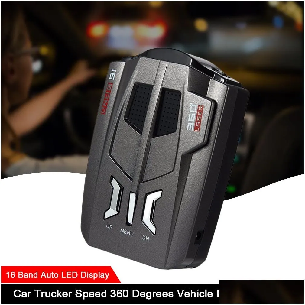 v9 automotive car detector voice alert warning 16 band auto led display english / russian version radar-detector tool9419011