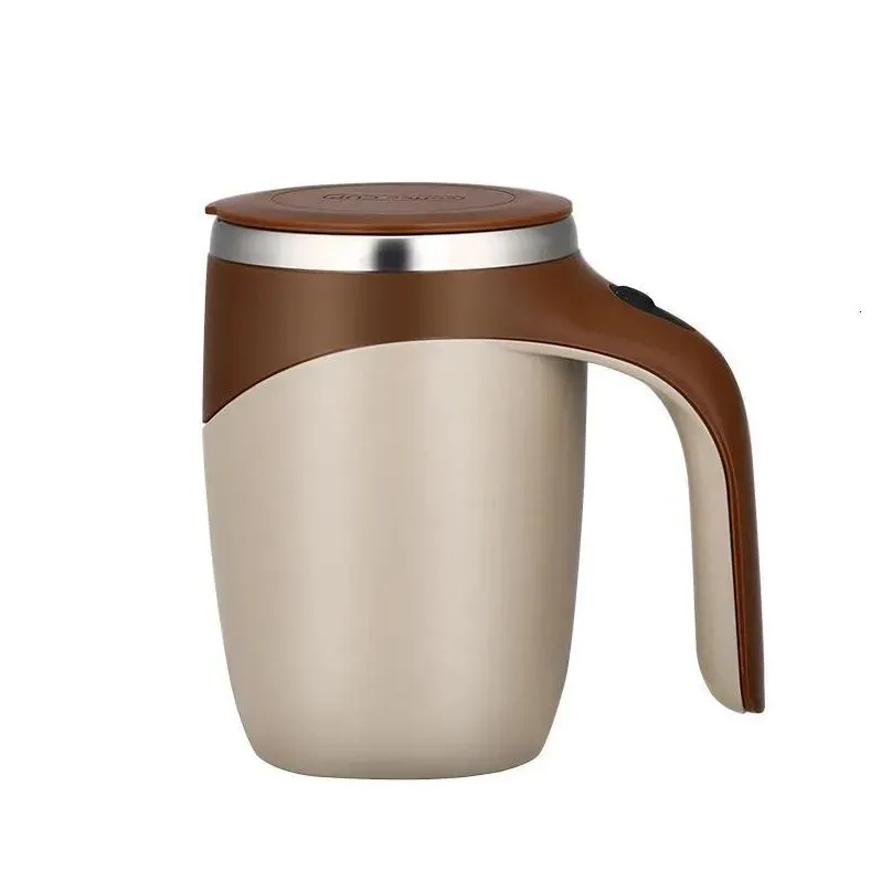 mugs 380ml automatic magnetic coffee self stirring milk fruits mixing cup electric stainless steel lazy rotating 230215