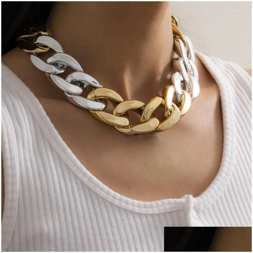 Chains Fashion Exaggerated Big Chain Necklace Women Men Statement Hip Hop Twisted Chunky Thick Ccb Cuban Link Choker Gothic Jewelry D Dhkej