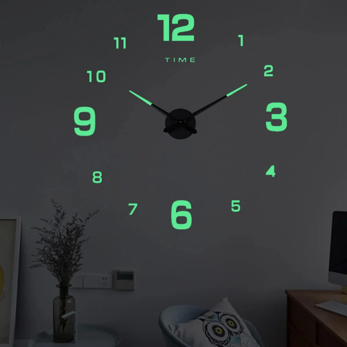 creative glow-in-the-dark diy wall clock 47 large size acrylic diy living room decoration wall sticker clock silent clock