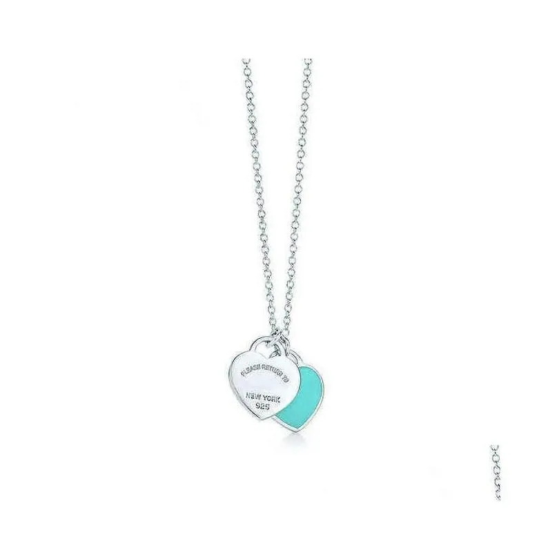 pendant necklaces tiff necklace 925 sier female jewelry exquisite craftsmanship with official classic blue heart wholesale luxury dr