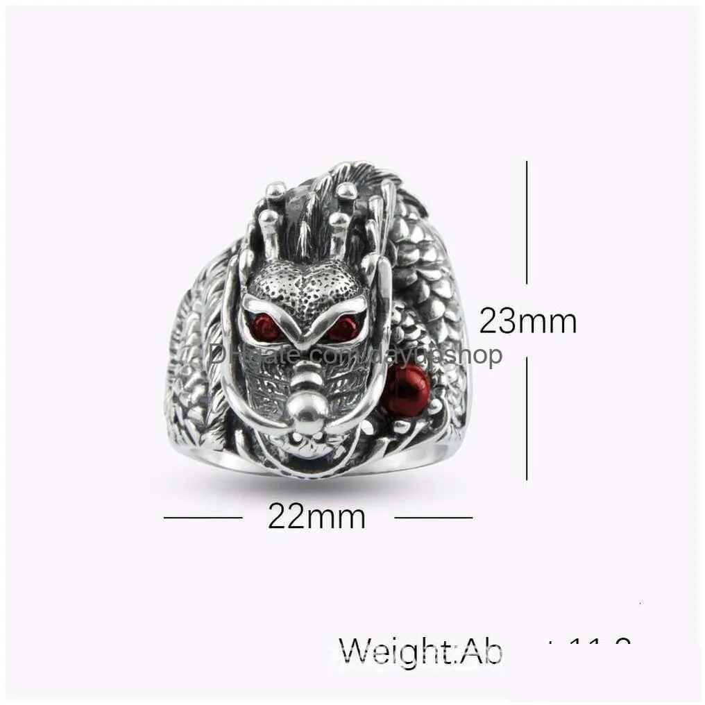 Designer David Yuman Jewelry Bracelet Jade Angel S925 Sterling Sier Thai Dragon Head Ring Domineering Personality Fashionable Zodiac Dhv6T