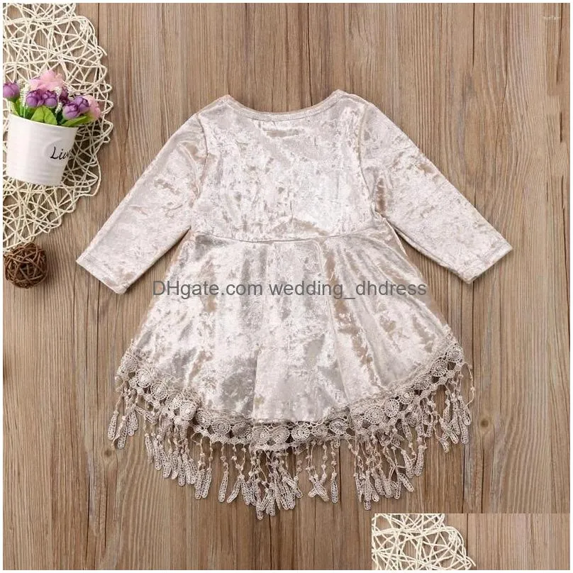 girl dresses baby velvet tassel princess dress 6m-5y toddler kids children spring fall casual long sleeve party pageant