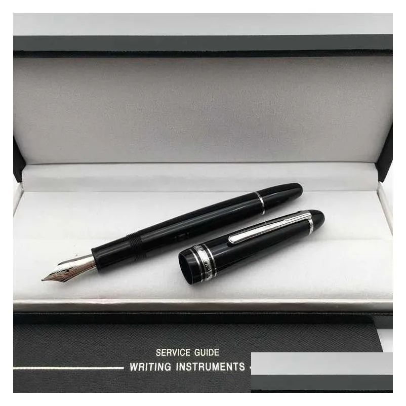 Fountain Pens Wholesale Luxury Series 149 Bright Black Sier Clip M Nib Pen Penless Case Drop Delivery Office School Business Industria Dhj6G