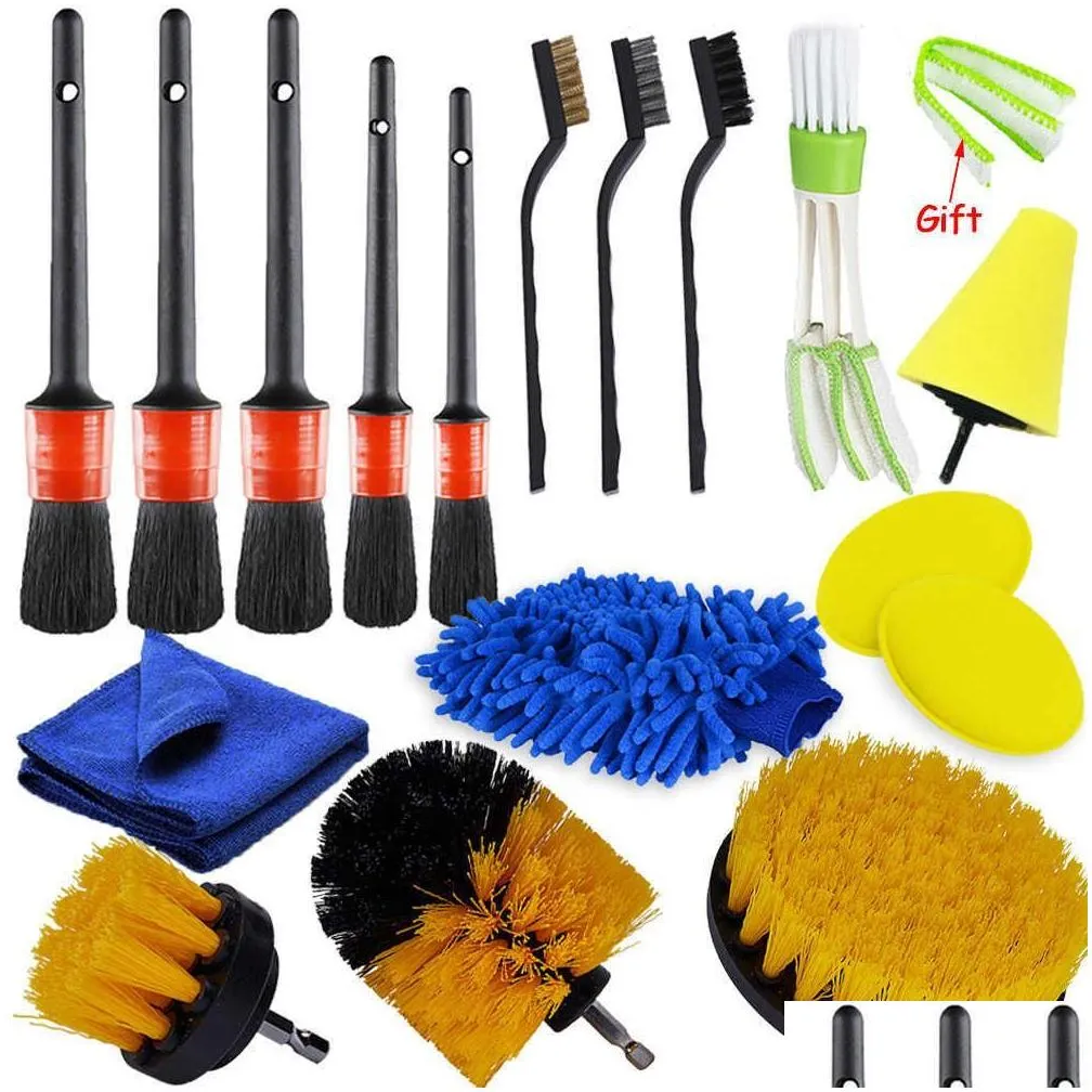 car accessories detailing brush power scrubber drill brushes for car tire wheel rim clean auto air vents cleaning dust remove