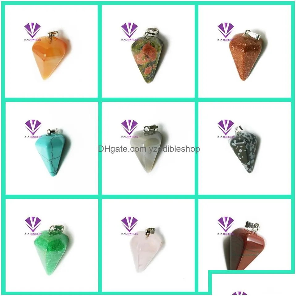 hexagonal prism cone pendant obsidian six faced seven chakra spirit pyramid happiness crystal amethyst tiger eye stone healing natural gem pendant