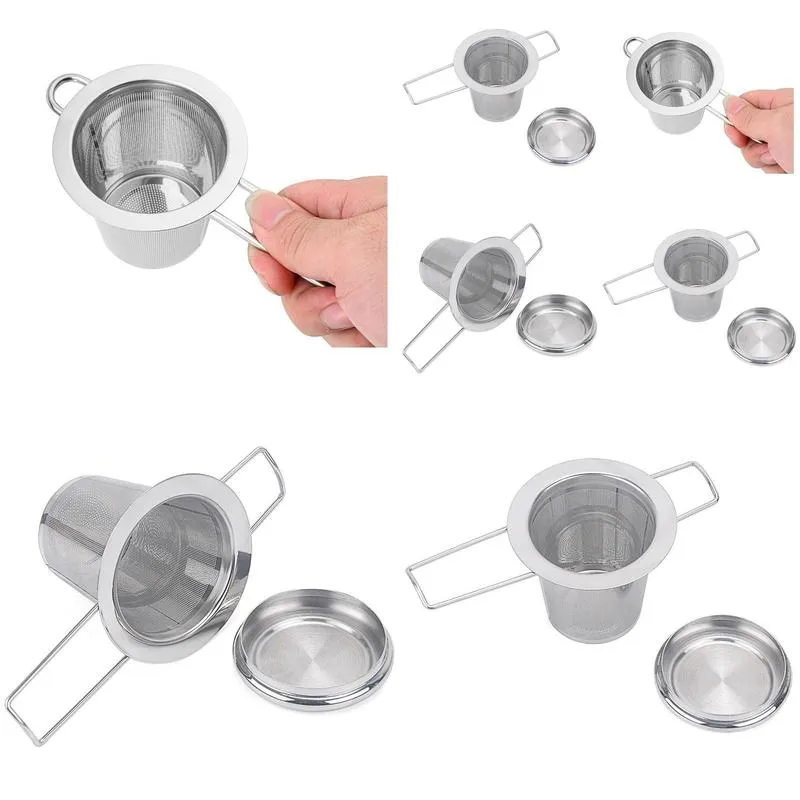 teapot tea strainer with cap stainless steel loose leaf tea infuser basket filter big with lid