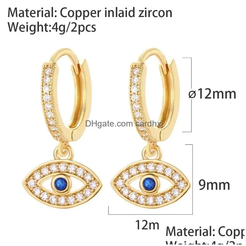 Dangle & Chandelier Dangle Earrings Fashion Gold Color Evil Blue Eye Top Quality Lucky Hoop For Women Turkish Jewelry 2023 Drop Deliv Dh6L8