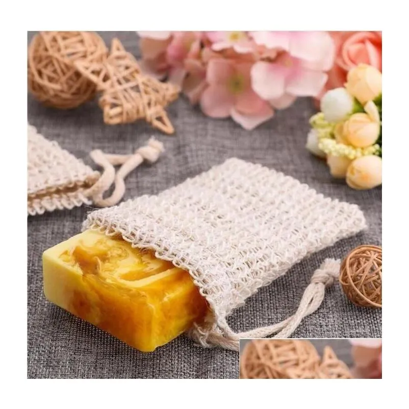 natural sisal soap bag saver holder pouch bath toilet supplies exfoliating shower mesh soaps storage bags drawstring foaming easy