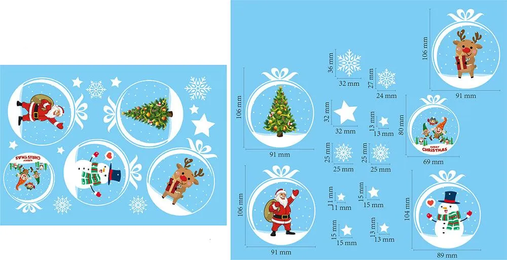 christmas stickers wall stickers static stickers window glass stickers painted santa claus elk gift window decorations