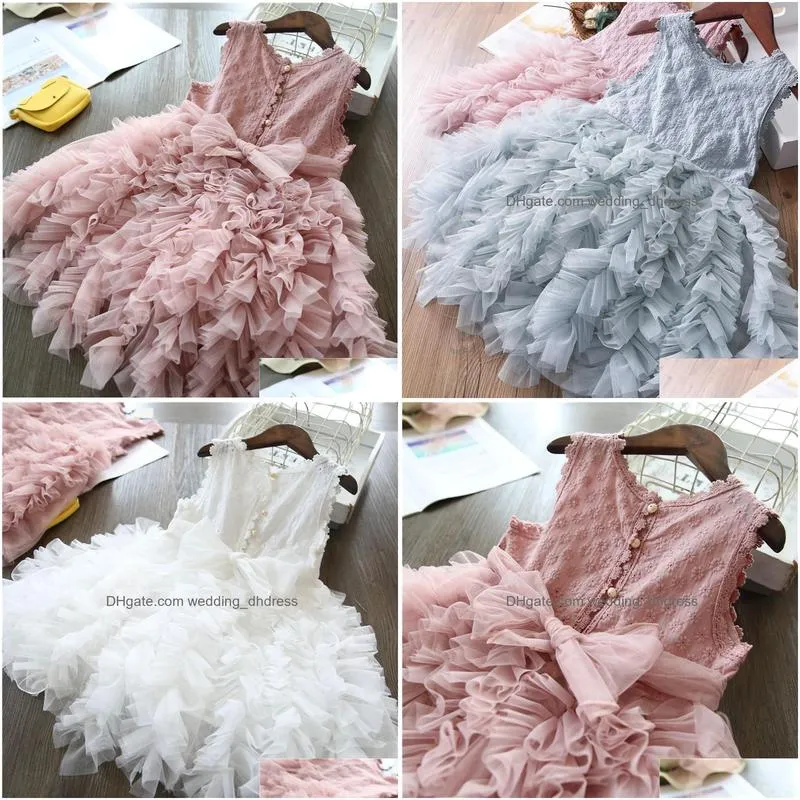 lace girls princess dress fluffy cake smash dresses kids christmas party costume wedding birthday tutu gown children clothing