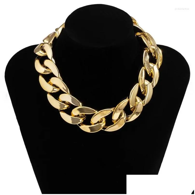 Chains Fashion Exaggerated Big Chain Necklace Women Men Statement Hip Hop Twisted Chunky Thick Ccb Cuban Link Choker Gothic Jewelry D Dhkej