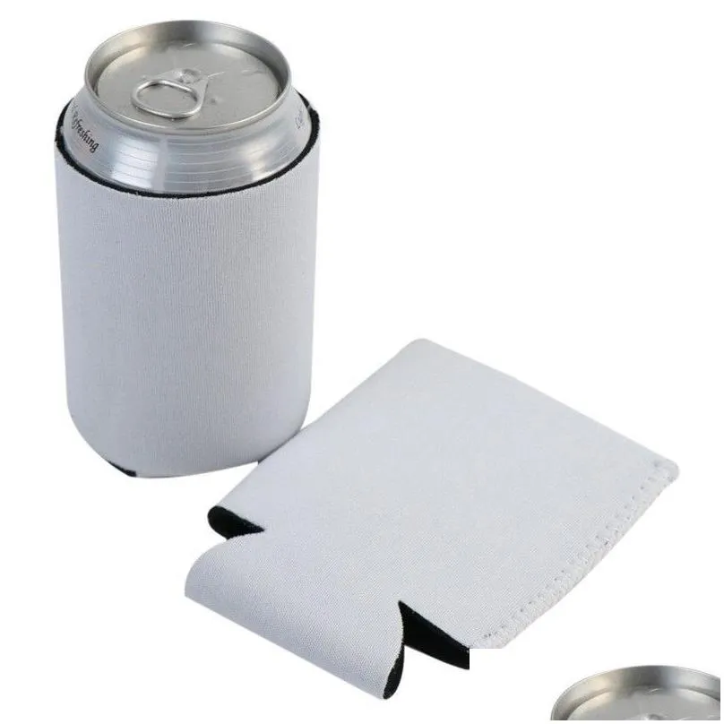 500pcs cup sleeve neoprene sublimation white blank cup holder for 12oz can cooler heat transfer diy cook cover for beer water bottles beverage