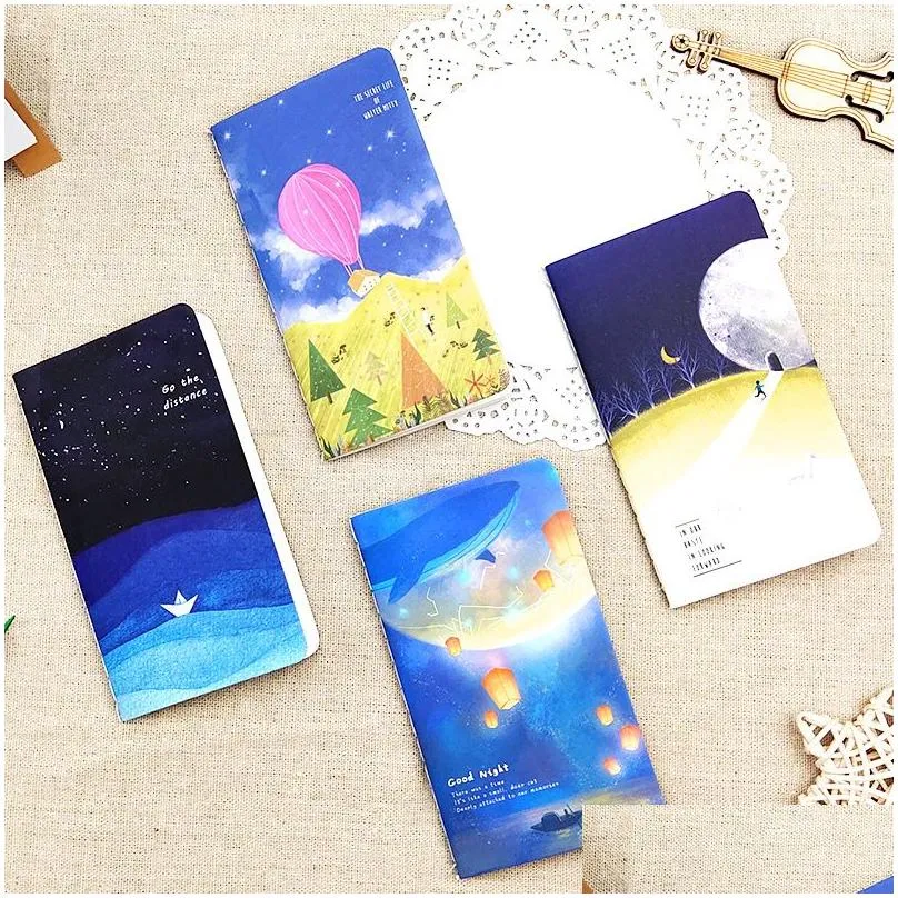 wholesale mini cute ocean series notebook wishing bottle childhood fantasy style notepad moon star universe diary portable notebook