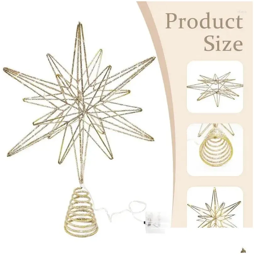 christmas decorations 12.6 inch creative led lights glitter tree decoration topper star light up party props