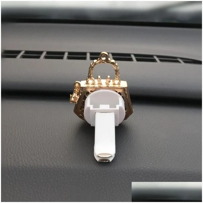 car decor diamond purse car air freshener auto outlet perfume clip scent diffuser bling crystal accessories women girls1