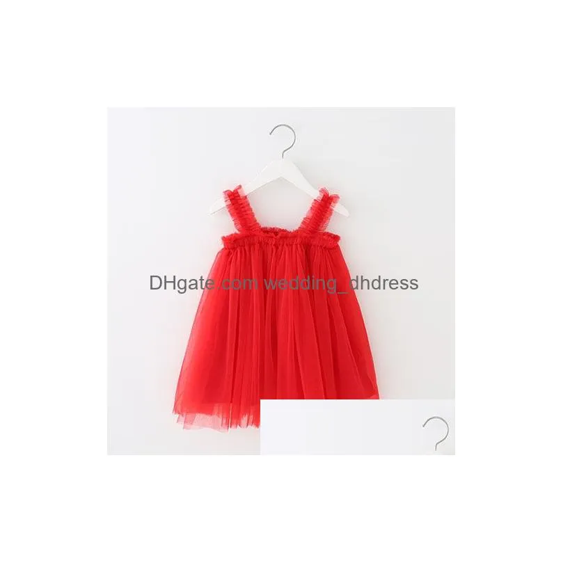 baby girls sling lace dress children agaric mesh tutu princess dresses summer boutique kids clothing 6 colors c5745