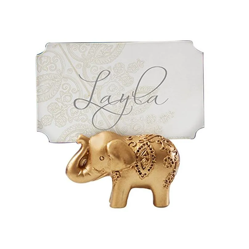 golden lucky elephant place card holder holders name number table place wedding favor gift