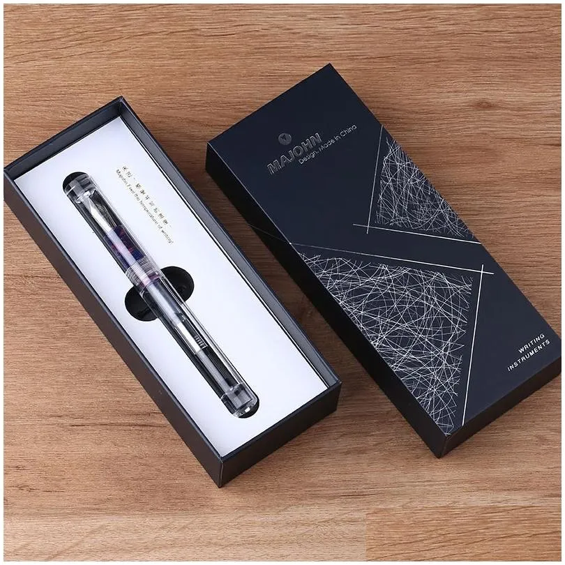 Fountain Pens Wholesale Fountain Pens Majohn C1 Transparent Eyedropper Pen Ef/F/M Nib Ink Original Box 230906 Drop Delivery Office Sch Dhwbc