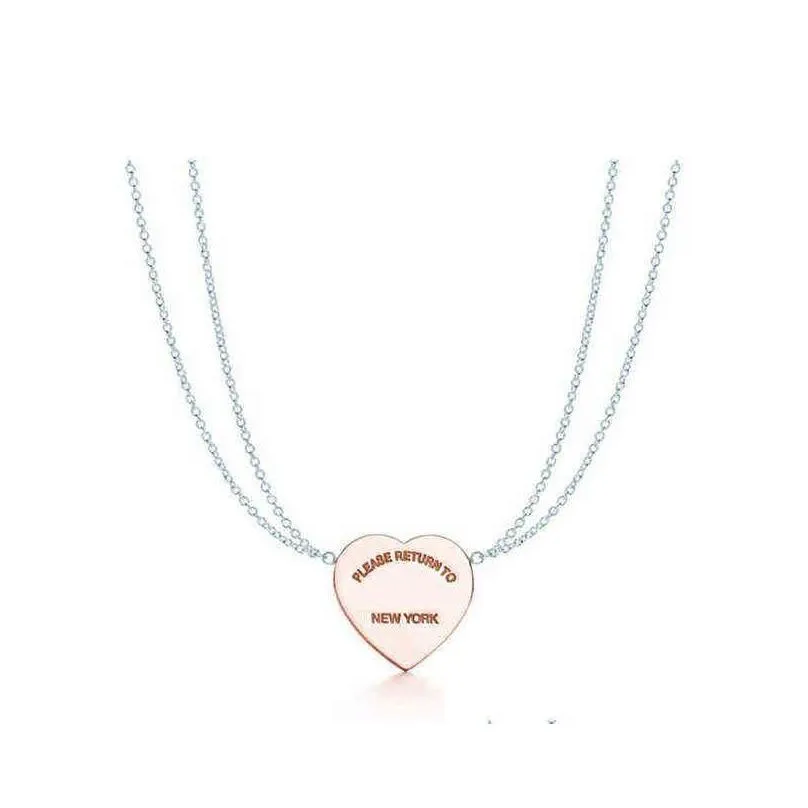 pendant necklaces tiff necklace 925 sier female jewelry exquisite craftsmanship with official classic blue heart wholesale luxury dr
