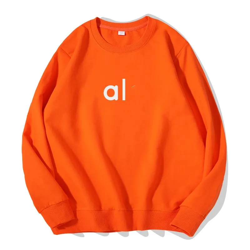 AL0YOGA-27 Solid Color Round Neck Wool Sweatshirt Men and Women Casual Pullover Long-sleeved Yoga Outfit