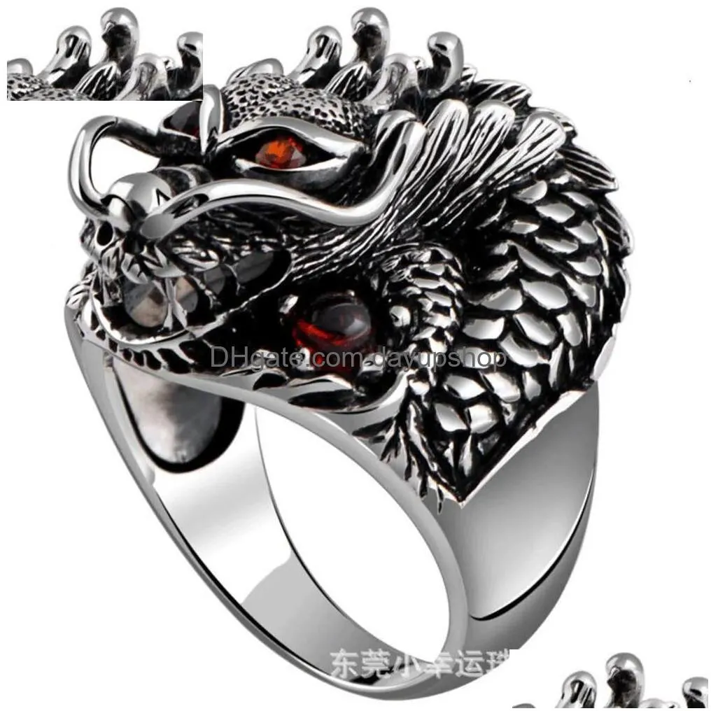 Designer David Yuman Jewelry Bracelet Jade Angel S925 Sterling Sier Thai Dragon Head Ring Domineering Personality Fashionable Zodiac Dhv6T